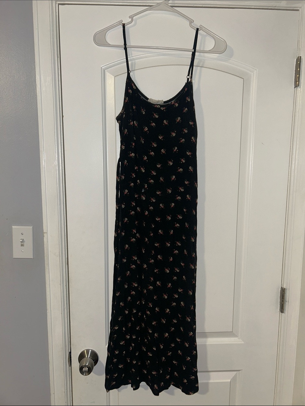 Aeropostale Black Maxi Slip Dress with Pink Floral Print